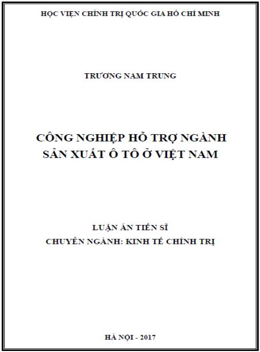 Luận án Công nghiệp hỗ trợ ngành sản xuất ô tô ở Việt Nam