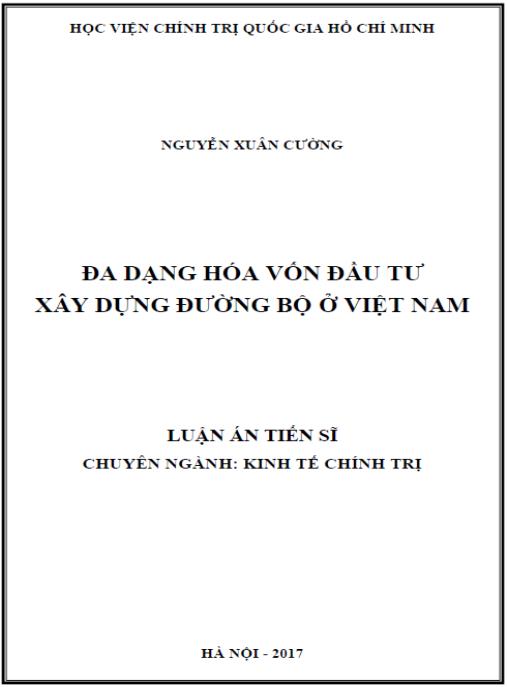 Luận án Đa dạng hóa vốn đầu tư xây dựng đường bộ ở Việt Nam