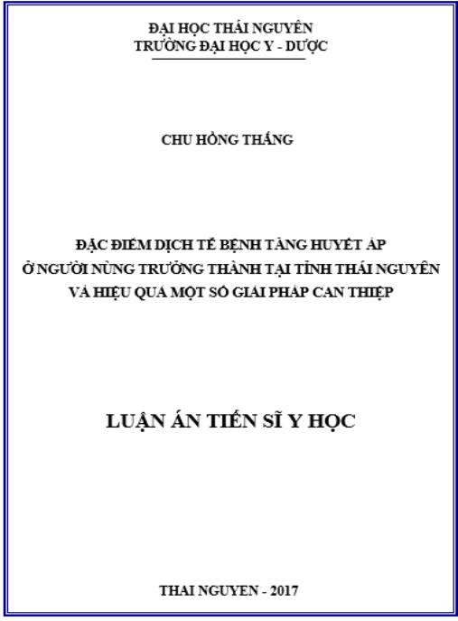 Luận án Đặc tính dịch tế bào tăng huyết áp ở người trưởng thành tại tỉnh Thái Nguyên và hiệu quả của một số giải pháp can thiệp