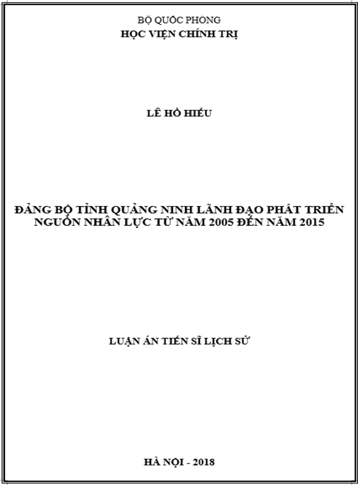 Luận án Đảng bộ tỉnh Quảng Ninh lãnh đạo phát triển nguồn nhân lực từ năm 2005 đến năm 2015