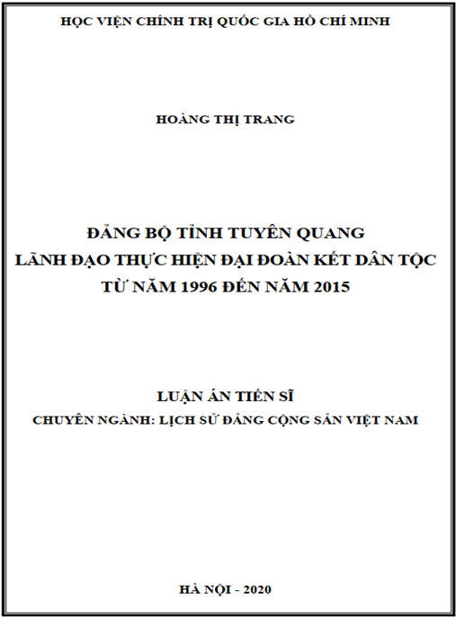 Luận án Đảng bộ tỉnh Tuyên Quang lãnh đạo thực hiện đại đoàn kết dân tộc