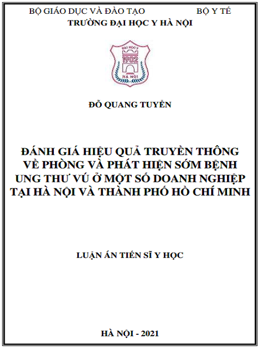 Luận án Đánh giá hiệu quả truyền thông về phòng và phát hiện sớm bệnh ung thư vú ở một số doanh nghiệp tại Hà Nội và thành phố Hồ Chí Minh