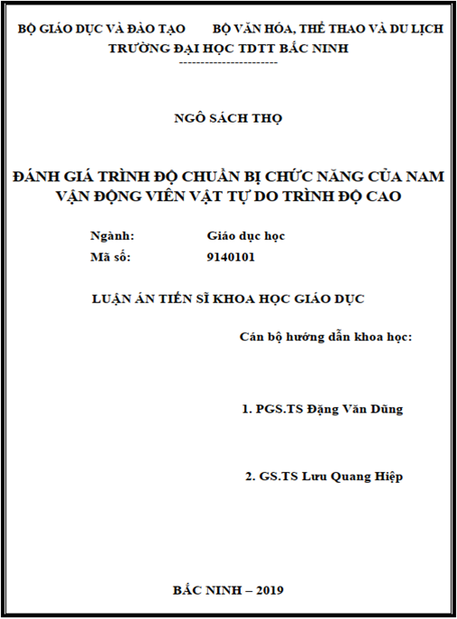 Luận án Đánh giá trình độ chuẩn bị chức năng của nam vận động viên vật tự do trình độ cao.