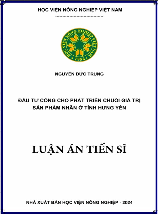 Luận án Đầu tư công cho phát triển chuỗi giá trị sản phẩm nhãn ở tỉnh Hưng Yên