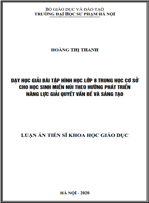 Luận án Dạy học giải bài tập hình học lớp 8 trung học cơ sở cho học sinh miền núi theo hướng phát triển năng lực giải quyết vấn đề và sáng tạo.