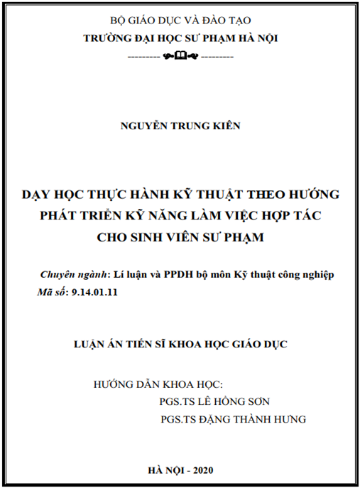 Luận án Dạy học thực hành kỹ thuật theo hướng phát triển kỹ năng làm việc hợp tác cho sinh viên sư phạm