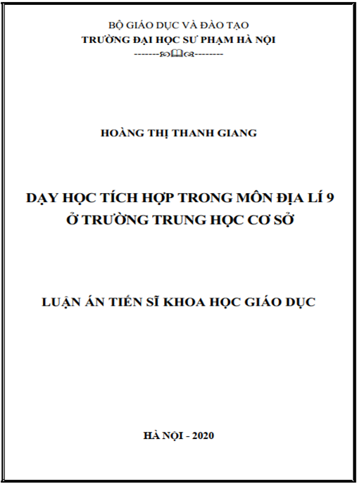 Luận án Dạy học tích hợp trong môn Địa lí 9 ở trường Trung học cơ sở