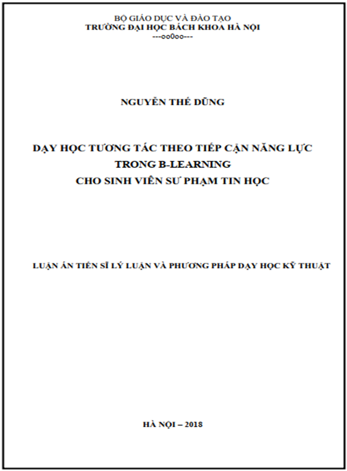 Luận án Dạy học tương tác theo tiếp cận năng lực trong blearning cho sinh viên Sư phạm Tin học