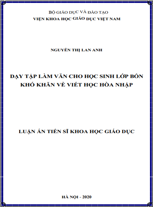 Luận án Dạy tập làm văn cho học sinh lớp bốn khó khăn về viết học hòa nhập