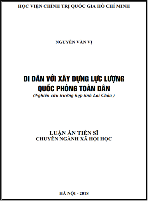 Luận án Di dân với xây dựng lực lượng quốc phòng toàn dân (Nghiên cứu trường hợp tỉnh Lai Châu)