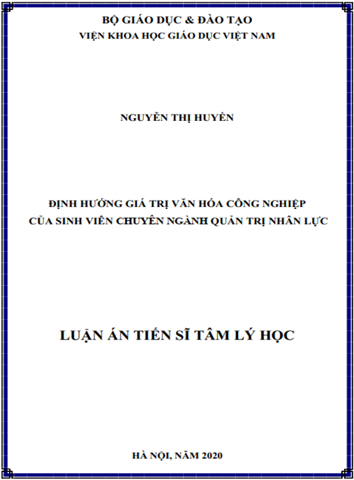 Luận án Định hướng giá trị văn hóa công nghiệp của sinh viên chuyên ngành quản trị nhân lực