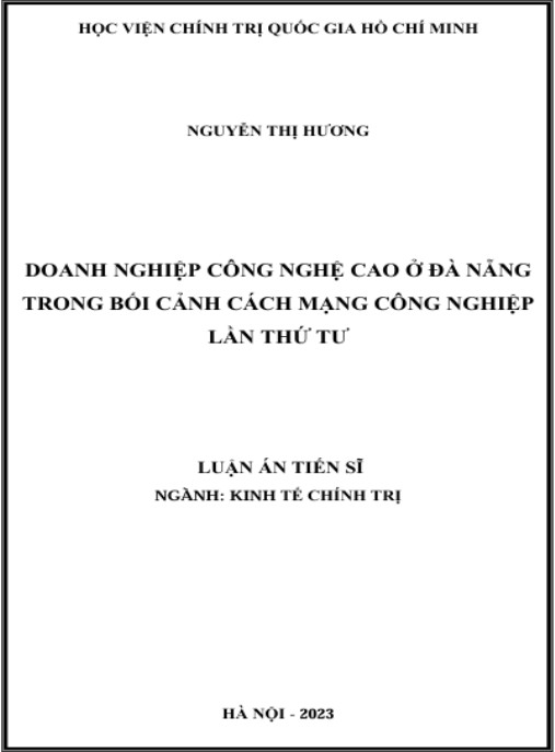 Luận án Doanh nghiệp công nghệ cao ở Đà Nẵng trong bối cảnh cách mạng công nghiệp lần thứ tư