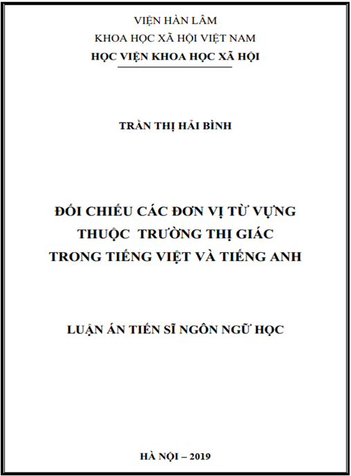Luận án Đối chiếu các đơn vị từ vựng thuộc trường thị giác trong tiếng Việt và tiếng Anh