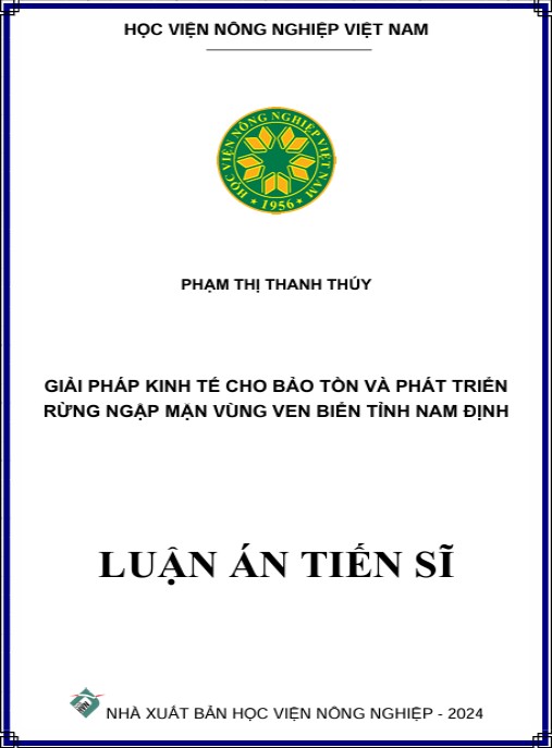 Luận án Giải pháp kinh tế cho bảo tồn và phát triển rừng ngập mặn vùng ven biển tỉnh Nam Định