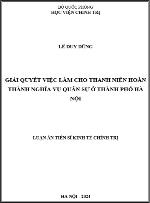 Luận án Giải quyết việc làm cho thanh niên hoàn thành nghĩa vụ quân sự ở thành phố Hà Nội