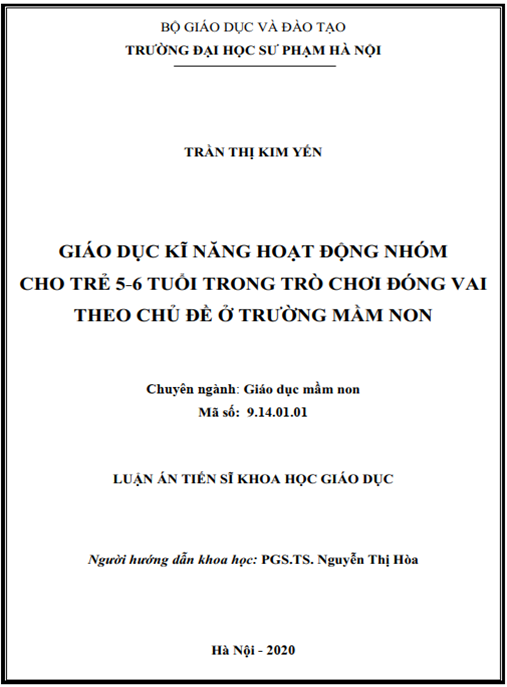 Luận án Giáo dục kĩ năng hoạt động nhóm cho trẻ 5-6 tuổi trong trò chơi đóng vai theo chủ đề ở trường mầm non