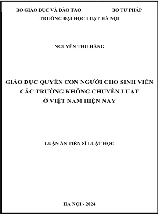 Luận án Giáo dục quyền con người cho sinh viên các trường không chuyên luật ở Việt Nam hiện nay