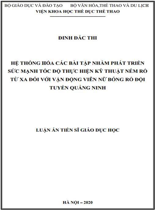 Luận án Hệ thống hóa các bài tập nhằm phát triển sức mạnh tốc độ thực hiện kỹ thuật ném rổ từ xa đối với vận động viên nữ Bóng rổ đội tuyển Quảng Ninh