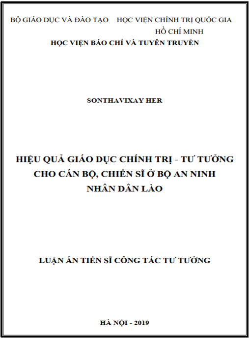 Luận án Hiệu quả giáo dục chính trị – tư tưởng cho cán bộ, chiến sĩ ở Bộ An ninh nhân dân Lào