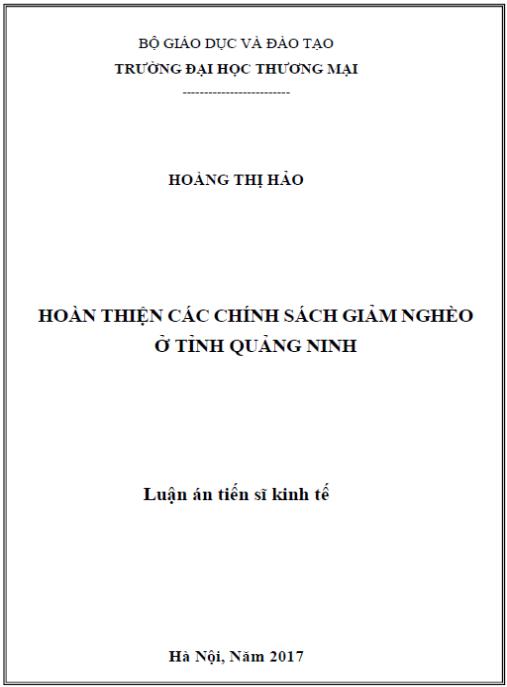 Luận án Hoàn thiện các chính sách giảm nghèo ở tỉnh Quảng Ninh