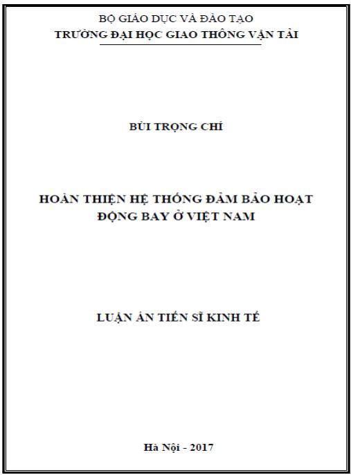 Luận án Hoàn thiện hệ thống đảm bảo hoạt động bay ở Việt Nam