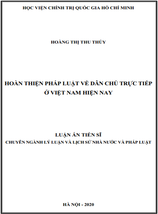 Luận án Hoàn thiện pháp luật về dân chủ trực tiếp ở Việt Nam hiện nay