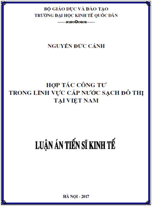 Luận án Hợp tác công tư trong lĩnh vực cấp nước sạch tại Việt Nam