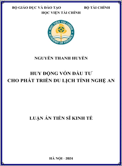 Luận án Huy động vốn đầu tư cho phát triển du lịch tỉnh Nghệ An