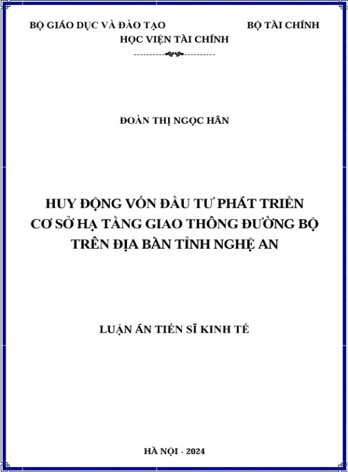 Luận án Huy động vốn đầu tư phát triển cơ sở hạ tầng giao thông đường bộ trên địa bàn tỉnh Nghệ An