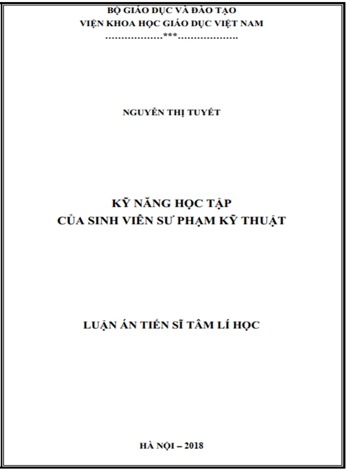 Luận án Kĩ năng học tập của sinh viên Sư phạm kỹ thuật.
