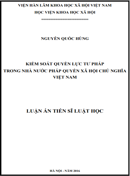 Luận án Kiểm soát quyền lực tư pháp trong Nhà nước pháp luật quyền xã hội chủ nghĩa Việt Nam