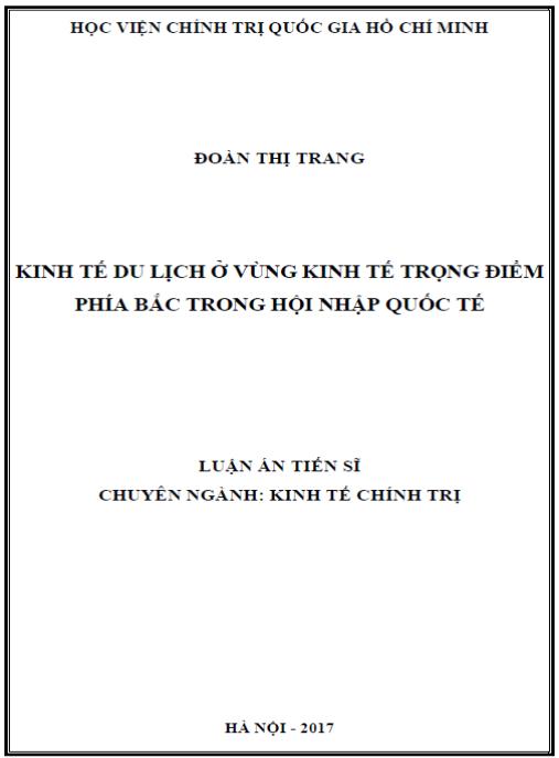 Luận án Kinh tế du lịch ở vùng kinh tế trọng điểm phía Bắc trong hội nhập quốc tế