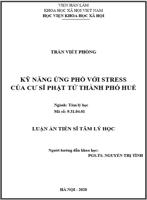 Luận án Kỹ năng ứng phó với stress của cư sĩ Phật tử thành phố Huế