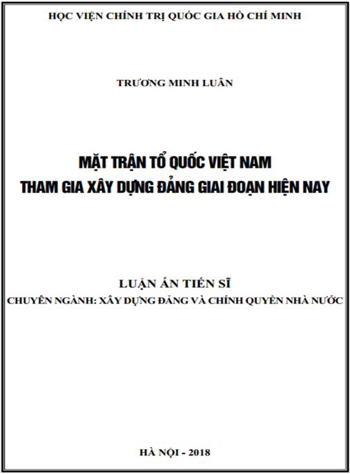 Luận án Mặt trận Tổ quốc Việt Nam tham gia xây dựng Đảng giai đoạn hiện nay