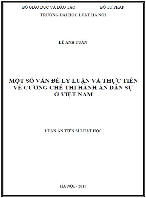 Luận án Một số vấn đề lý luận và thực tiễn về cưỡng chế thi hành án dân sự ở Việt Nam