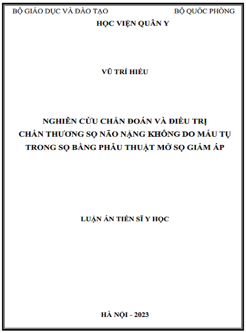 Luận án NGHIÊN CỨU CHẨN ĐOÁN VÀ ĐIỀU TRỊ CHẤN THƢƠNG SỌ NÃO NẶNG KHÔNG DO MÁU TỤ TRONG SỌ BẰNG PHẪU THUẬT MỞ SỌ GIẢM ÁP