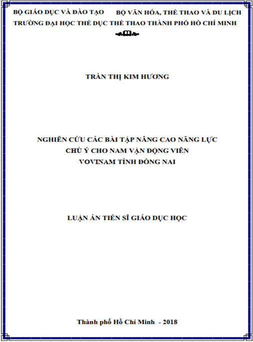 Luận án Nghiên cứu các bài tập nâng cao năng lực chú ý cho nam vận động viên Vovinam tỉnh Đồng Nai