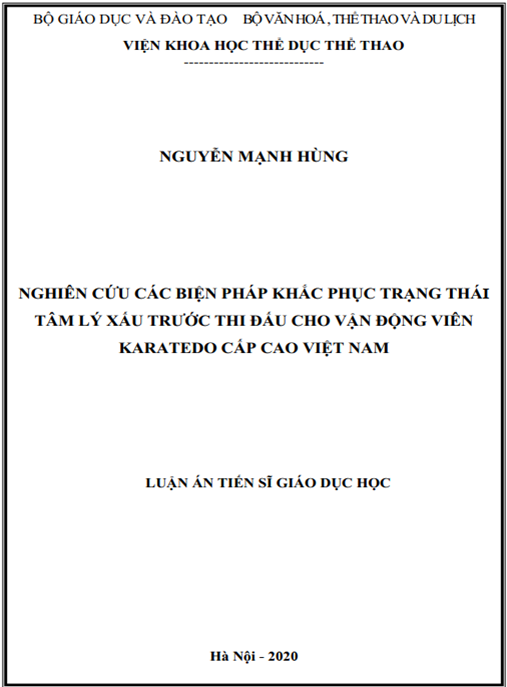 Luận án Nghiên cứu các biện pháp khắc phục trạng thái tâm lí xấu trước thi đấu cho vận động viên Karatedo cấp cao Việt Nam