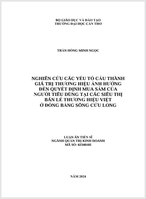 Luận án Nghiên cứu các yếu tố cấu thành giá trị thương hiệu ảnh hưởng đến quyết định mua sắm của người tiêu dùng tại các siêu thị bán lẻ thương hiệu Việt ở Đồng bằng sông Cửu Long