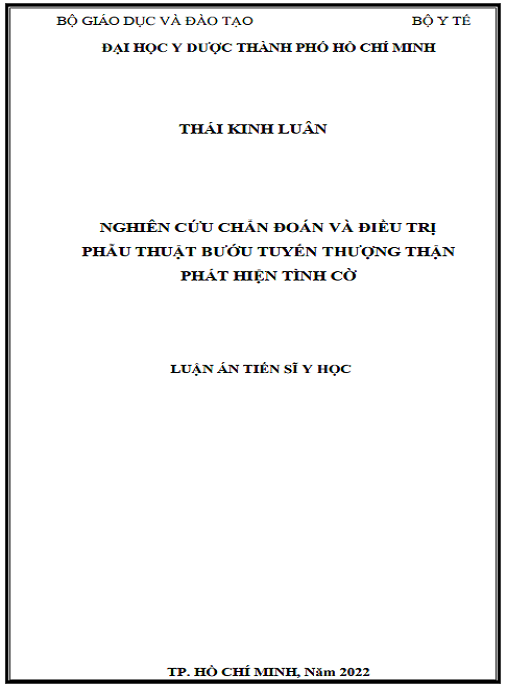 Luận án Nghiên cứu chẩn đoán và điều trị phẫu thuật bướu tuyến thượng thận phát hiện tình cờ