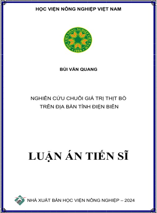 Luận án Nghiên cứu chuỗi giá trị thịt bò trên địa bàn tỉnh Điện Biên