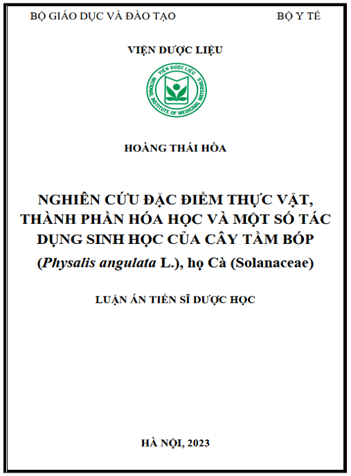 Luận án Nghiên cứu đặc điểm thực vật, thành phần hóa học và một số tác dụng sinh học của cây Tầm bóp (Physalis angulata L.), họ Cà (Solanaceae).