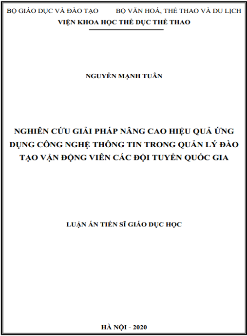Luận án Nghiên cứu giải pháp nâng cao hiệu quả ứng dụng công nghệ thông tin trong quản lý đào tạo vận động viên các đội tuyển quốc gia