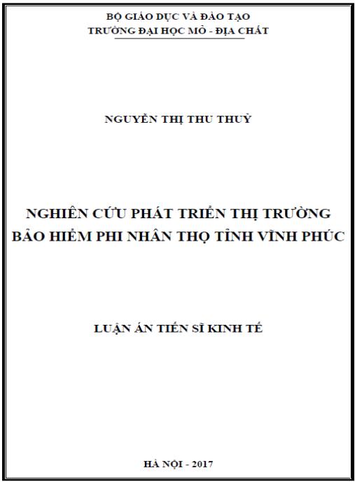 Luận án Nghiên cứu phát triển thị trường bảo hiểm phi nhân thọ tỉnh Vĩnh Phúc