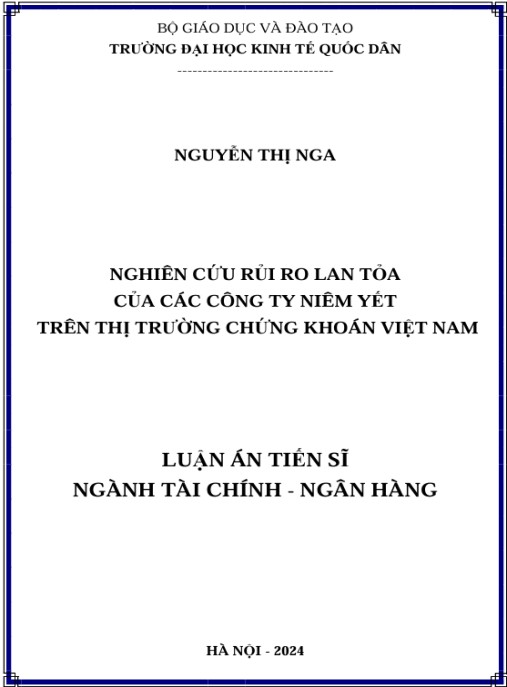 Luận án Nghiên cứu rủi ro lan tỏa của các công ty niêm yết trên thị trường chứng khoán Việt Nam