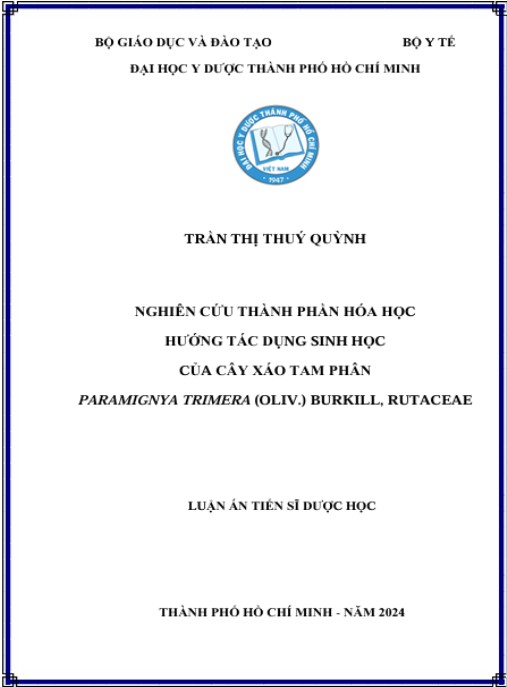 Luận án Nghiên cứu thành phần hóa học hướng tác dụng sinh học của cây Xáo tam phân (Paramignya trimera (Oliv.) Burkill) Rutaceae