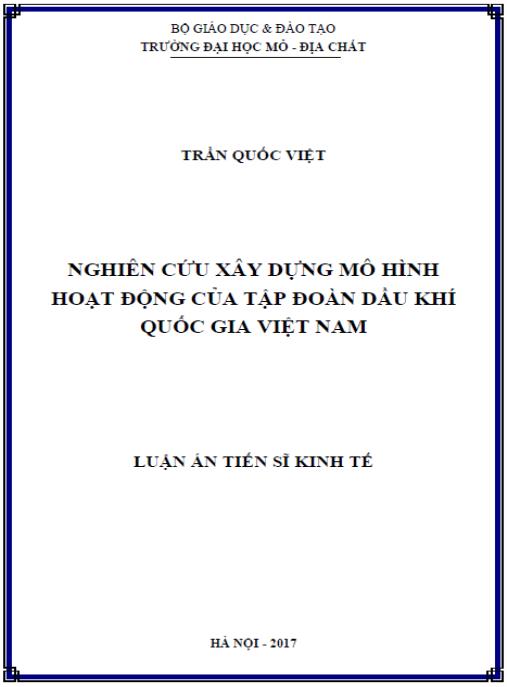 Luận án Nghiên cứu xây dựng mô hình hoạt động của Tập đoàn dầu khí quốc gia Việt Nam