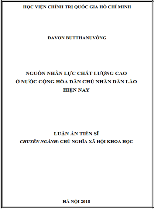 Luận án Nguồn nhân lực chất lượng cao ở nước Cộng hòa Dân chủ nhân dân Lào hiện nay
