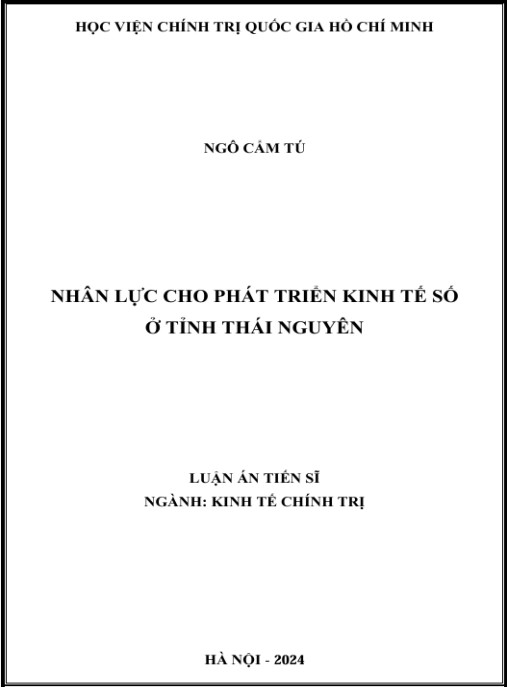 Luận án Nhân lực cho phát triển kinh tế số ở tỉnh Thái Nguyên