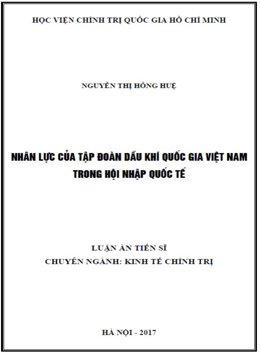 Luận án Nhân lực tập đoàn dầu khí quốc gia Việt Nam trong hội nhập quốc tế